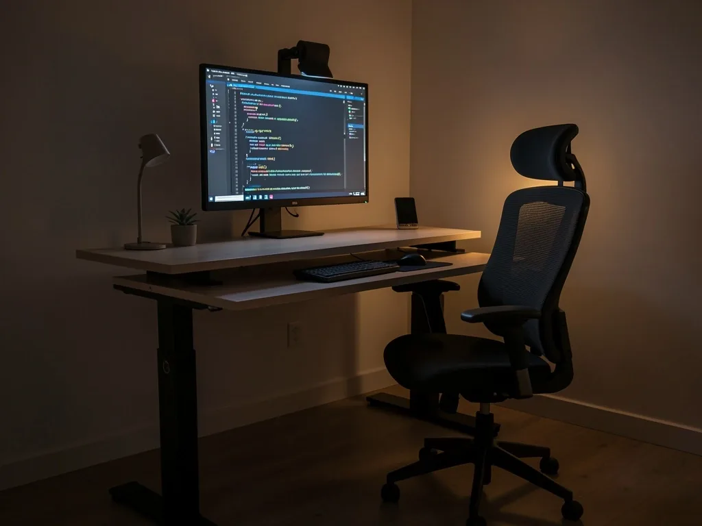 Workspace ergonómico con escritorio regulable