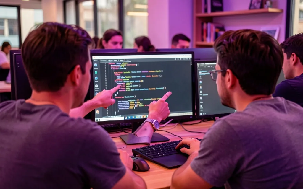 Dos desarrolladores programando en pareja
